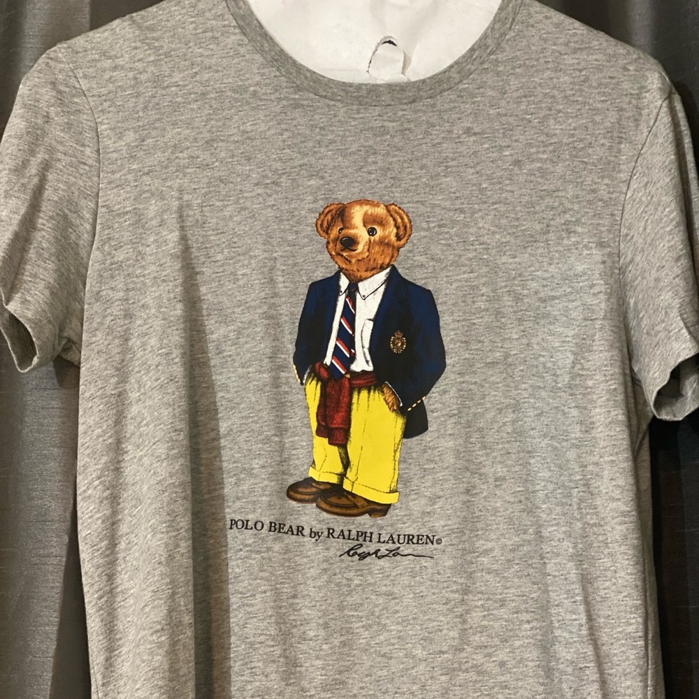 Ralph Lauren Men’s grey shirt sleeve polo bear S